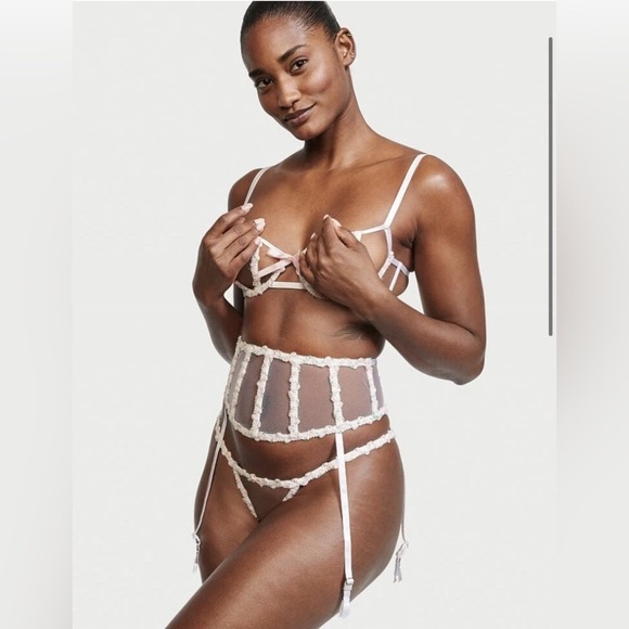 VICTORIA SECRET Dream Angels Secret Garden Floral Garter Belt White Medium/large - Picture 2 of 6